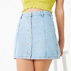 Forever 21 Botton-Front Light Denim Skirt